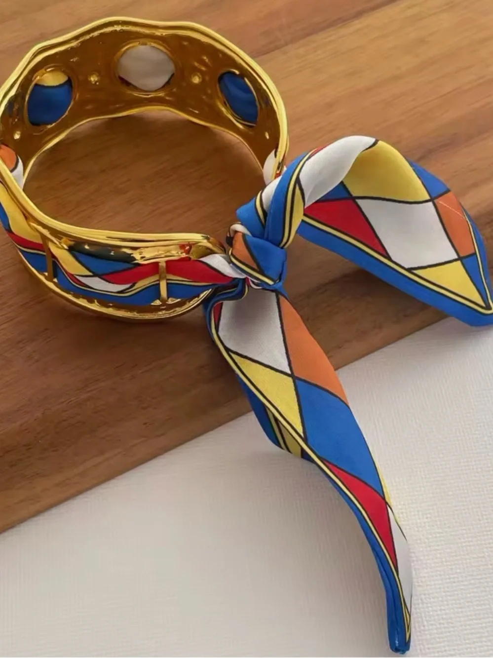 Gold-Tone Silk Scarf Bangle Bracelet - different styles available